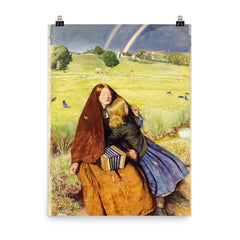 The Blind Girl by John Everett Millais poster on a plain backdrop in size 8"x10".