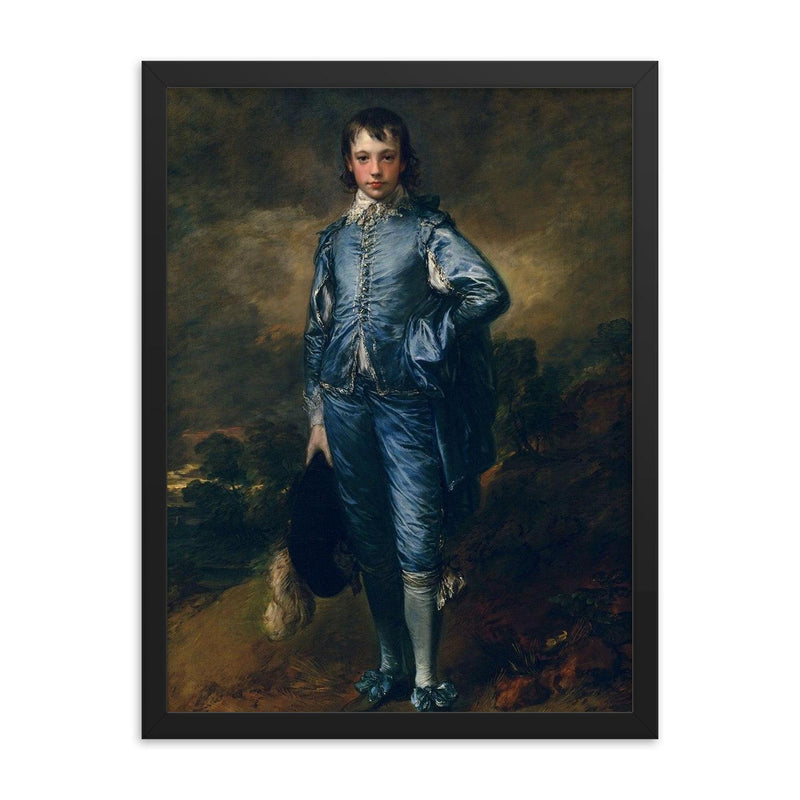 The Blue Boy by Thomas Gainsborough framed print on a plain backdrop in size 18