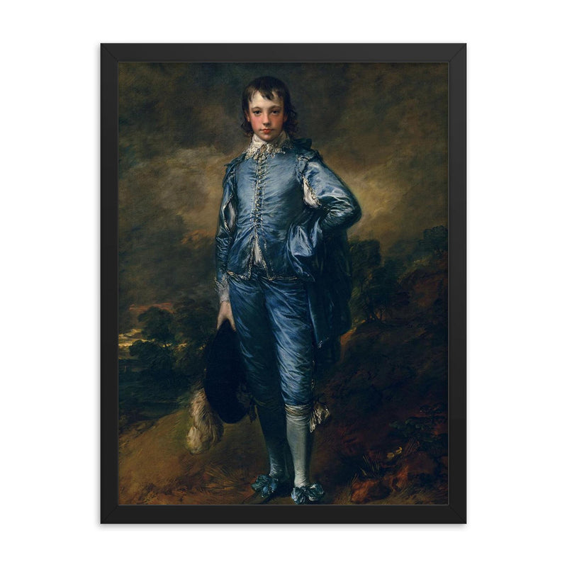 The Blue Boy by Thomas Gainsborough, c. 1770 framed print on a plain backdrop in size 18