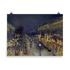 The Boulevard Montmartre at Night by Camille Pissarro poster on a plain backdrop in size 8"x10".