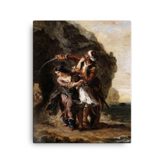 The Bride of Abydos by Eugène Delacroix, 1857 canvas print on a plain backdrop in size 16"x20".