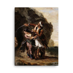 The Bride of Abydos by Eugène Delacroix, 1857 canvas print on a plain backdrop in size 18"x24".