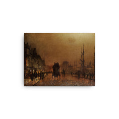 The Broomielaw, Glasgow by John Atkinson Grimshaw, 1889 canvas print on a plain backdrop in size 12"x16".