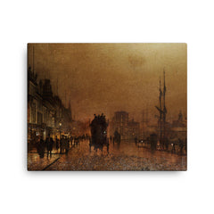 The Broomielaw, Glasgow by John Atkinson Grimshaw, 1889 canvas print on a plain backdrop in size 16"x20".