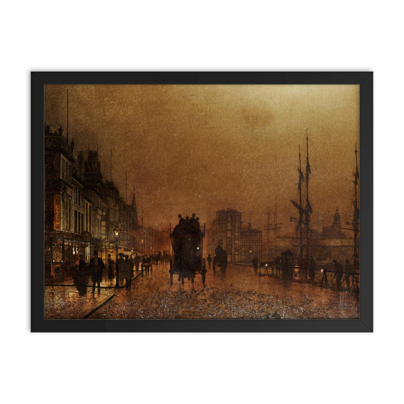 The Broomielaw, Glasgow by John Atkinson Grimshaw, 1889 framed print on a plain backdrop in size 18