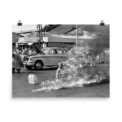 The Burning Monk - Thich Quang Duc poster on a plain backdrop in size 8"x10".