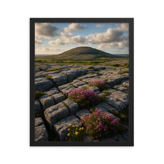 The Burren Karst County Clare Ireland framed print on a plain backdrop in size 16"x20".