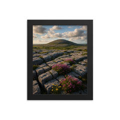The Burren Karst County Clare Ireland framed print on a plain backdrop in size 8"x10".