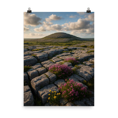 The Burren Karst County Clare Ireland poster on a plain backdrop in size 8"x10".