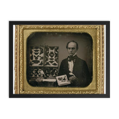 The Butterfly Collector, 1850s framed print on a plain backdrop in size 18"x24".