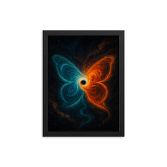 The butterfly effect hurricane from phase space framed print on a plain backdrop in size 12"x16".