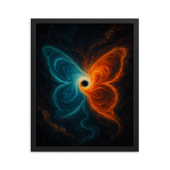 The butterfly effect hurricane from phase space framed print on a plain backdrop in size 16"x20".