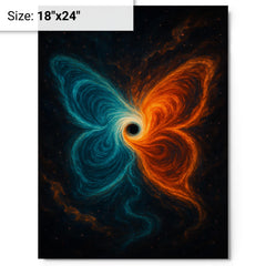 The butterfly effect hurricane from phase space metal print on a plain backdrop in size 18"x24".