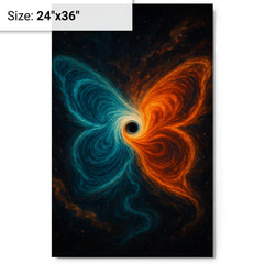 The butterfly effect hurricane from phase space metal print on a plain backdrop in size 24"x36".