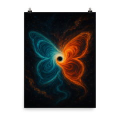 The butterfly effect hurricane from phase space poster on a plain backdrop in size 8"x10".