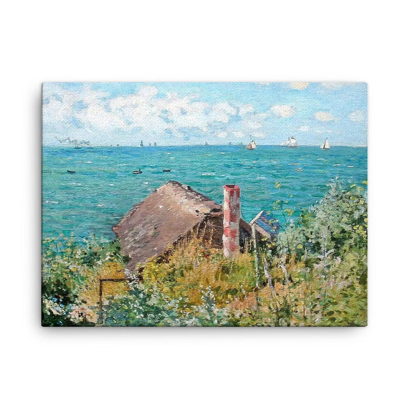 The Cabin at Saint-Adresse by Claude Monet, 1867 canvas print on a plain backdrop in size 18