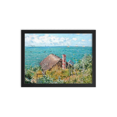 The Cabin at Saint-Adresse by Claude Monet, 1867 framed print on a plain backdrop in size 12"x16".