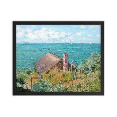 The Cabin at Saint-Adresse by Claude Monet, 1867 framed print on a plain backdrop in size 16"x20".