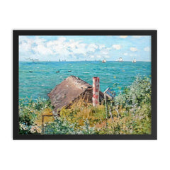 The Cabin at Saint-Adresse by Claude Monet, 1867 framed print on a plain backdrop in size 18"x24".