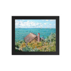 The Cabin at Saint-Adresse by Claude Monet, 1867 framed print on a plain backdrop in size 8"x10".