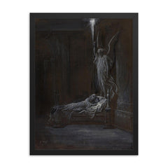 The Calling of Samuel by Gustave Dore, 1877 framed print on a plain backdrop in size 18"x24".