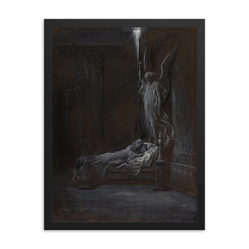 The Calling of Samuel by Gustave Dore, 1877 framed print on a plain backdrop in size 18