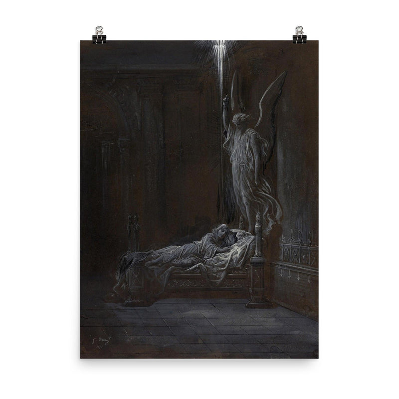 The Calling of Samuel by Gustave Dore, 1877 poster on a plain backdrop in size 8