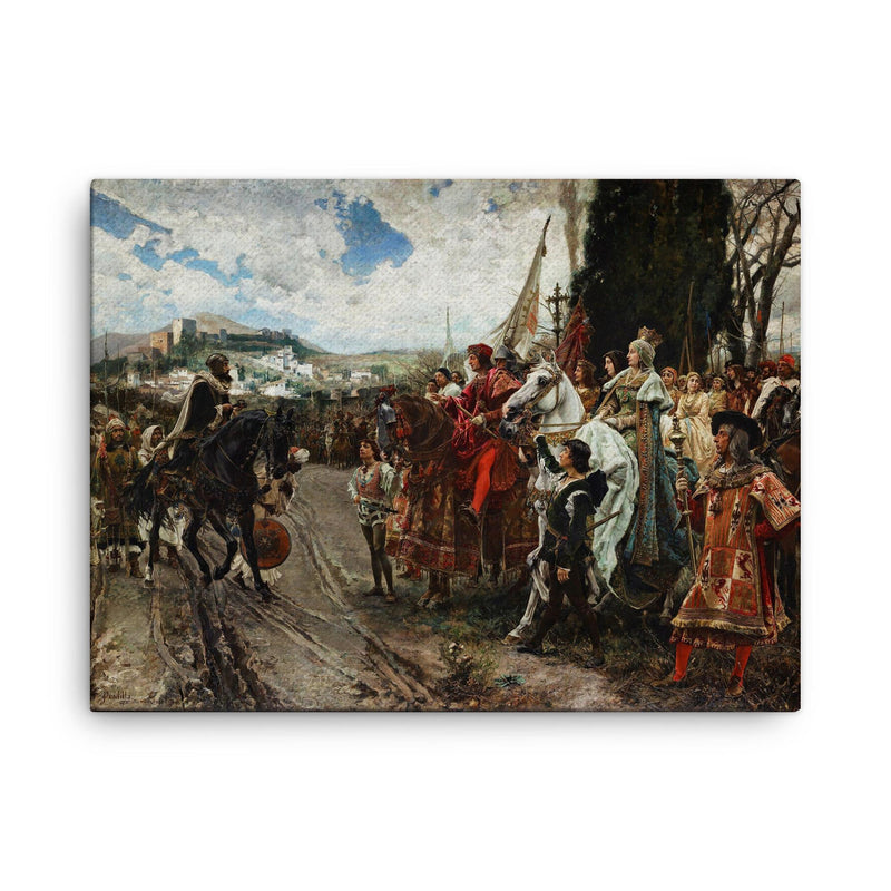 The Capitulation of Granada by Francisco Pradilla y Ortiz, 1882 canvas print on a plain backdrop in size 18