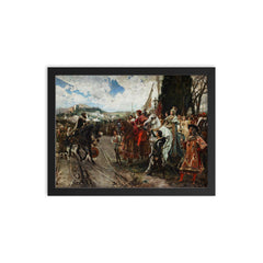 The Capitulation of Granada by Francisco Pradilla y Ortiz, 1882 framed print on a plain backdrop in size 12"x16".