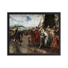 The Capitulation of Granada by Francisco Pradilla y Ortiz, 1882 framed print on a plain backdrop in size 16"x20".