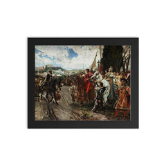 The Capitulation of Granada by Francisco Pradilla y Ortiz, 1882 framed print on a plain backdrop in size 8"x10".