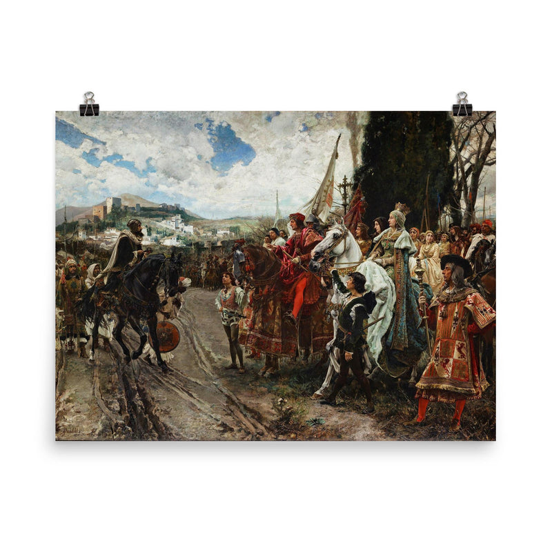 The Capitulation of Granada by Francisco Pradilla y Ortiz, 1882 poster on a plain backdrop in size 8
