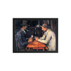 The Card Players by Paul Cezanne framed print on a plain backdrop in size 12"x16".