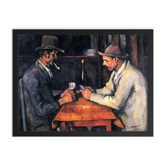The Card Players by Paul Cezanne framed print on a plain backdrop in size 18"x24".