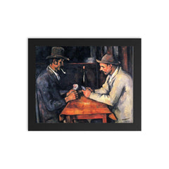 The Card Players by Paul Cezanne framed print on a plain backdrop in size 8"x10".