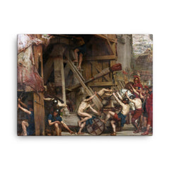 The Catapult by Edward Poynter, 1868 canvas print on a plain backdrop in size 18"x24".