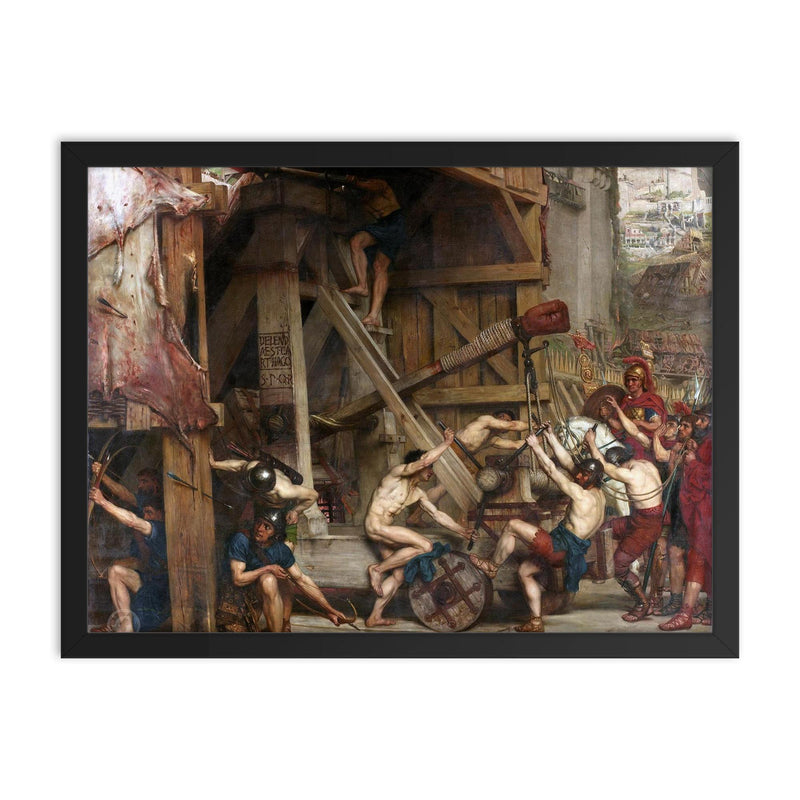 The Catapult by Edward Poynter, 1868 framed print on a plain backdrop in size 18