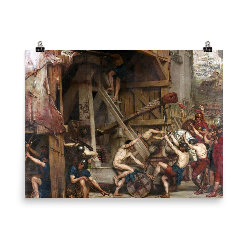 The Catapult by Edward Poynter, 1868 poster on a plain backdrop in size 8