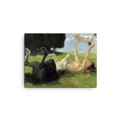 The Centaur Playing With Her Child by Otto Soltau canvas print on a plain backdrop in size 12"x16".