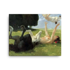 The Centaur Playing With Her Child by Otto Soltau canvas print on a plain backdrop in size 16"x20".