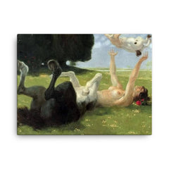 The Centaur Playing With Her Child by Otto Soltau canvas print on a plain backdrop in size 18"x24".