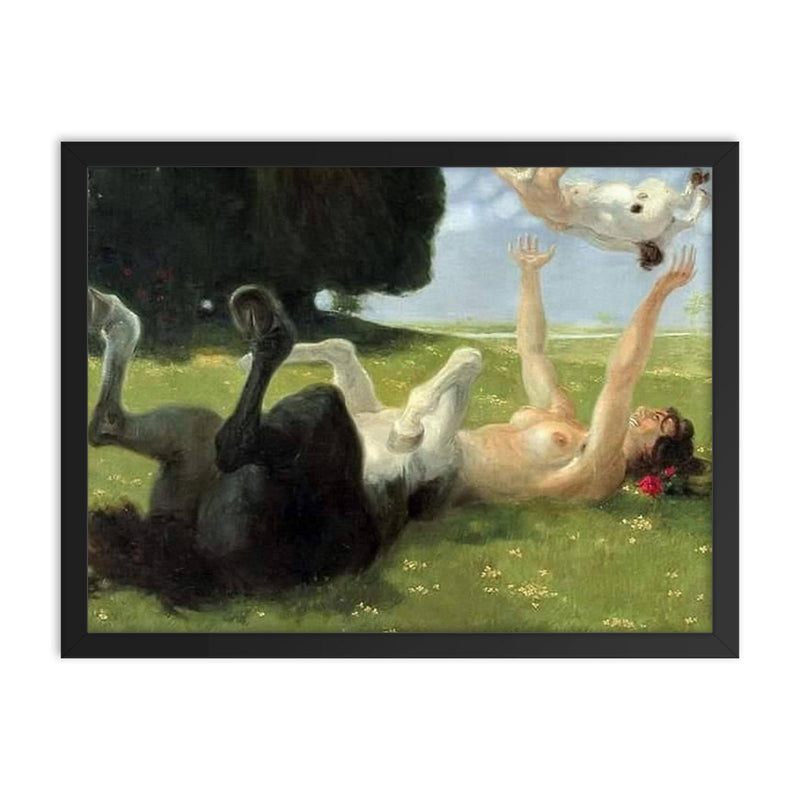 The Centaur Playing With Her Child by Otto Soltau framed print on a plain backdrop in size 18