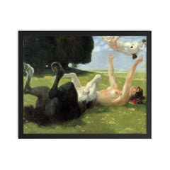 The Centaur Playing With Her Child by Otto Soltau, 1909 framed print on a plain backdrop in size 16"x20".