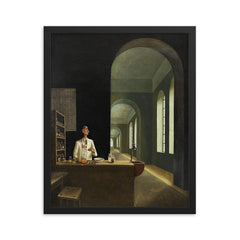 The Chemist by Franz Sedlacek, 1932 framed print on a plain backdrop in size 16"x20".