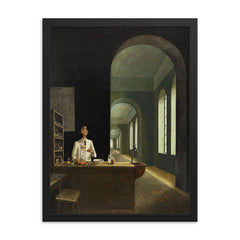 The Chemist by Franz Sedlacek, 1932 framed print on a plain backdrop in size 18"x24".