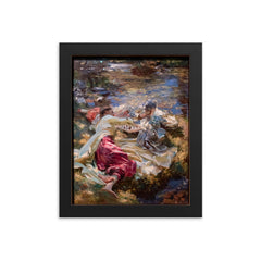 The Chess Game by John Singer Sargent framed print on a plain backdrop in size 8"x10".