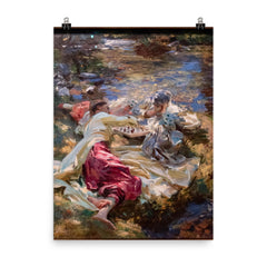 The Chess Game by John Singer Sargent poster on a plain backdrop in size 8"x10".