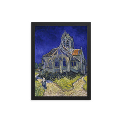 The Church at Auvers by Vincent van Gogh framed print on a plain backdrop in size 12"x16".