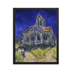 The Church at Auvers by Vincent van Gogh framed print on a plain backdrop in size 16"x20".