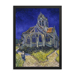 The Church at Auvers by Vincent van Gogh framed print on a plain backdrop in size 18"x24".